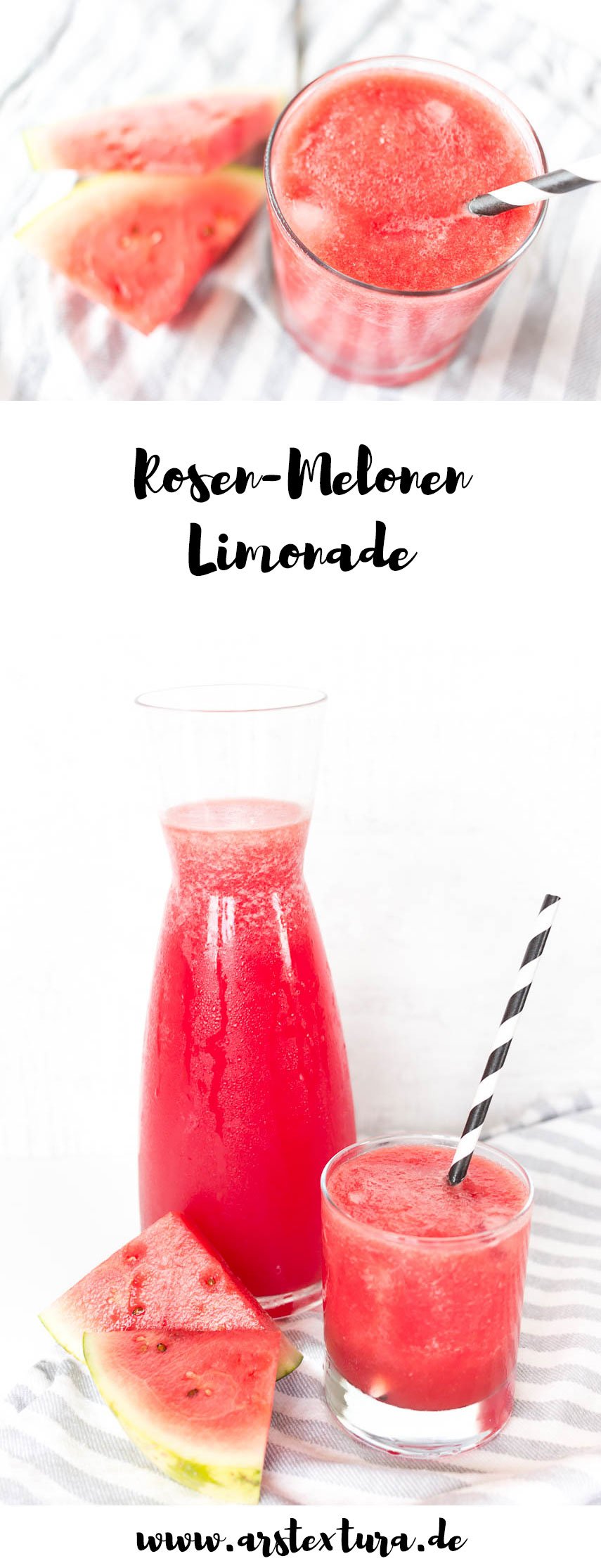 Limonade selber machen - Rezept für Rosen-Melonen Limonade
