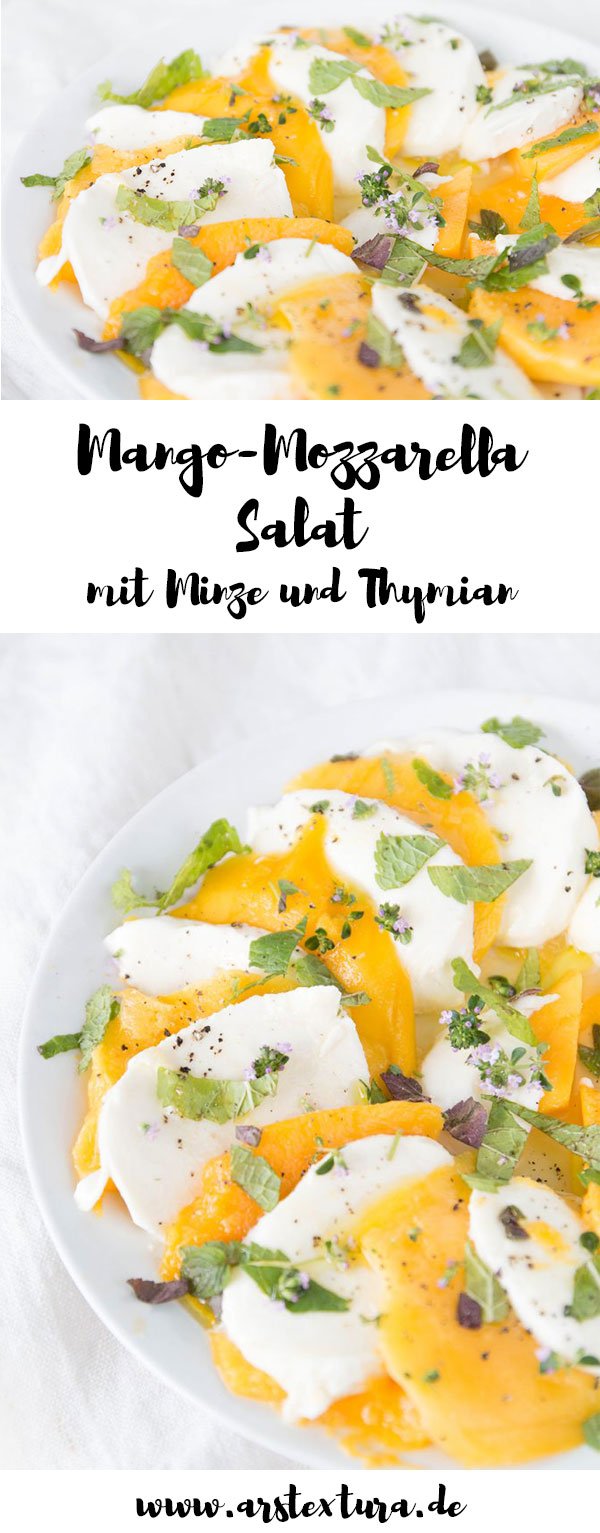 Mango Salat mit Mozzarella, Minze und Zitronenthymian - ein perfekter Sommersalat und eine leckere Grillbeilage