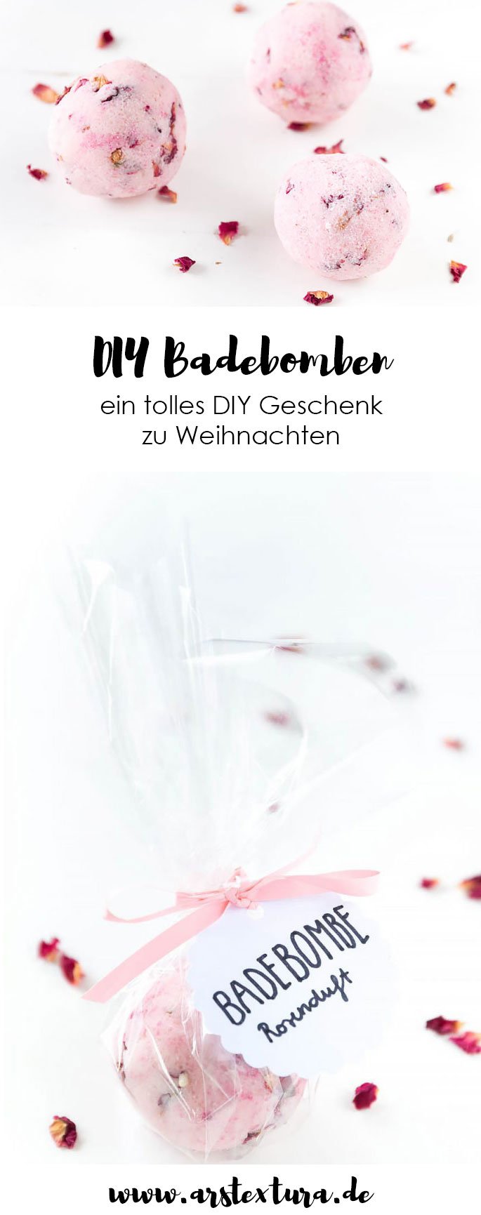 DIY Badebomben selber machen - das perfekte DIY Geschenk für Mütter und Schwestern zu Weihnachten, Geburtstag oder Muttertag - die Badekugeln sprudeln und sind wie Wellness zu Hause | ars textura - DIY Blog