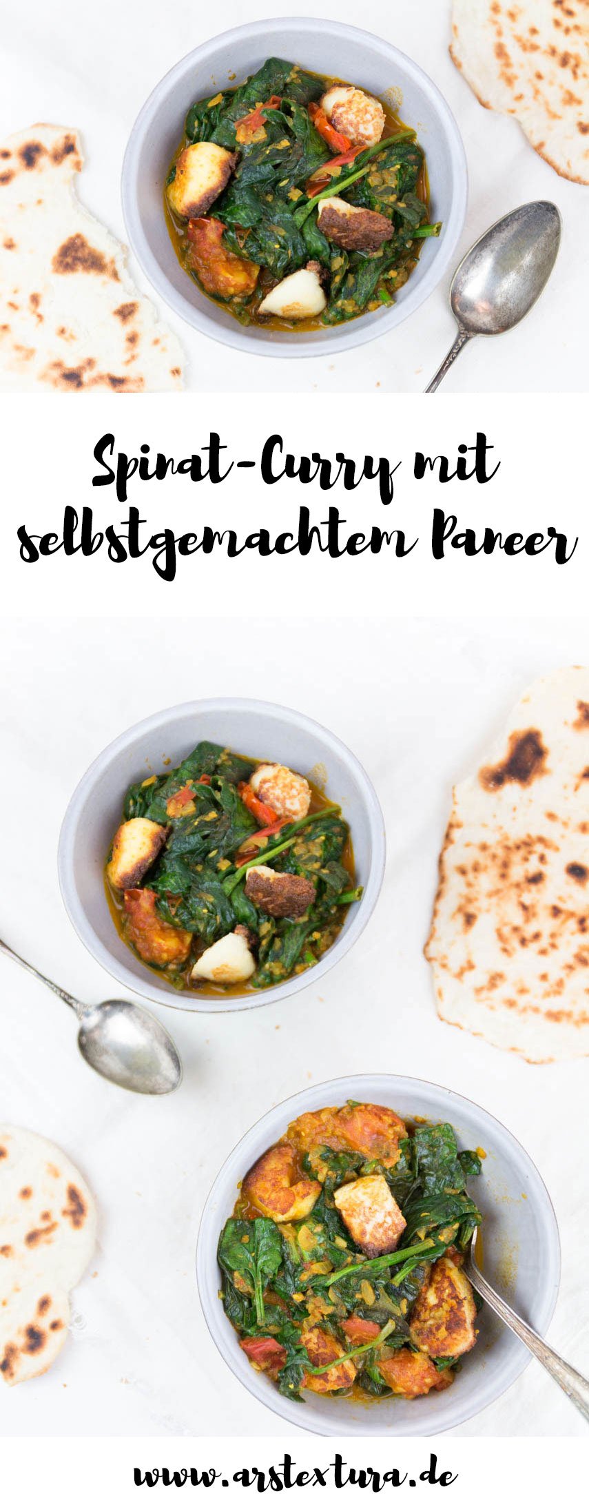 Spinat Curry mit selbstgemachtem Paneer - vegetarisches Gericht