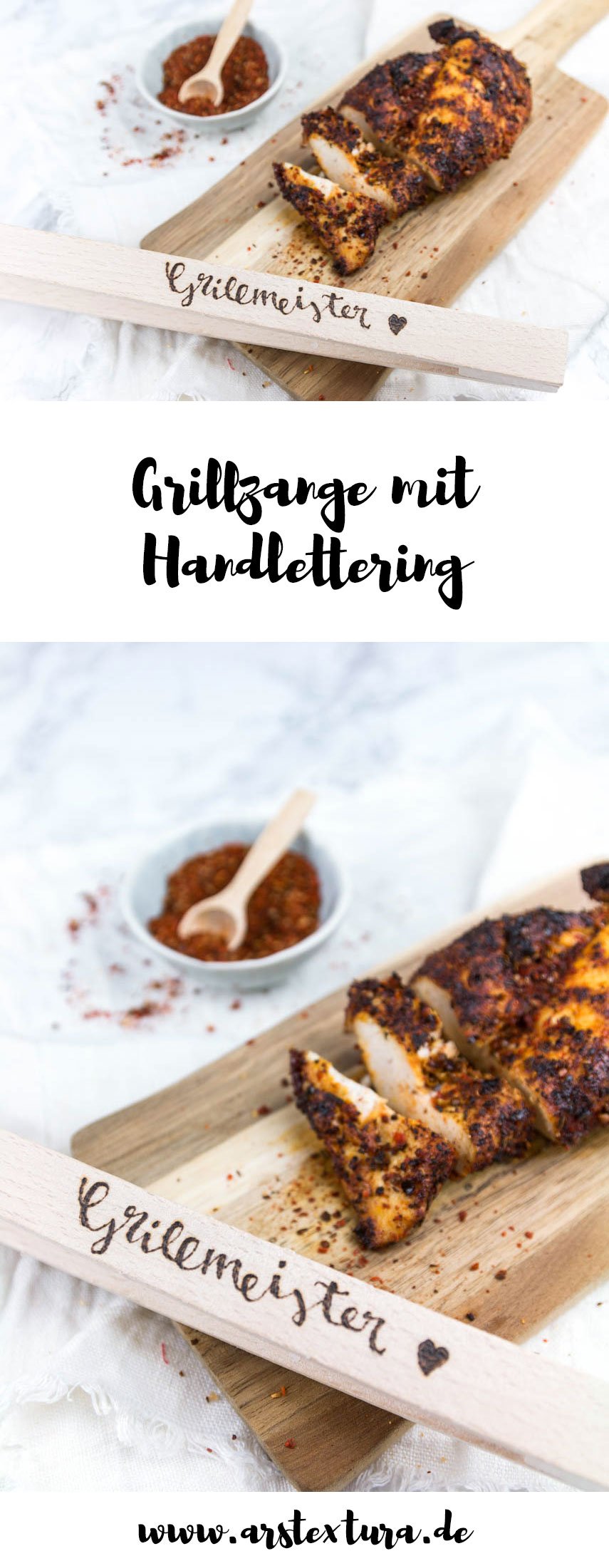 Männergeschenke: Grillzange mit Handlettering Brandmalerei