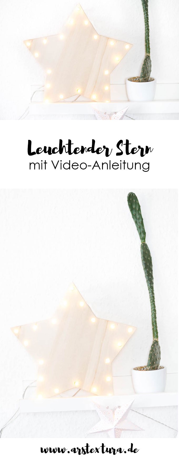 DIY Weihnachtsdeko | Leuchtender Stern aus Holz und einer Lichterkette | #weihnachten #weihnachtsdeko #diy
