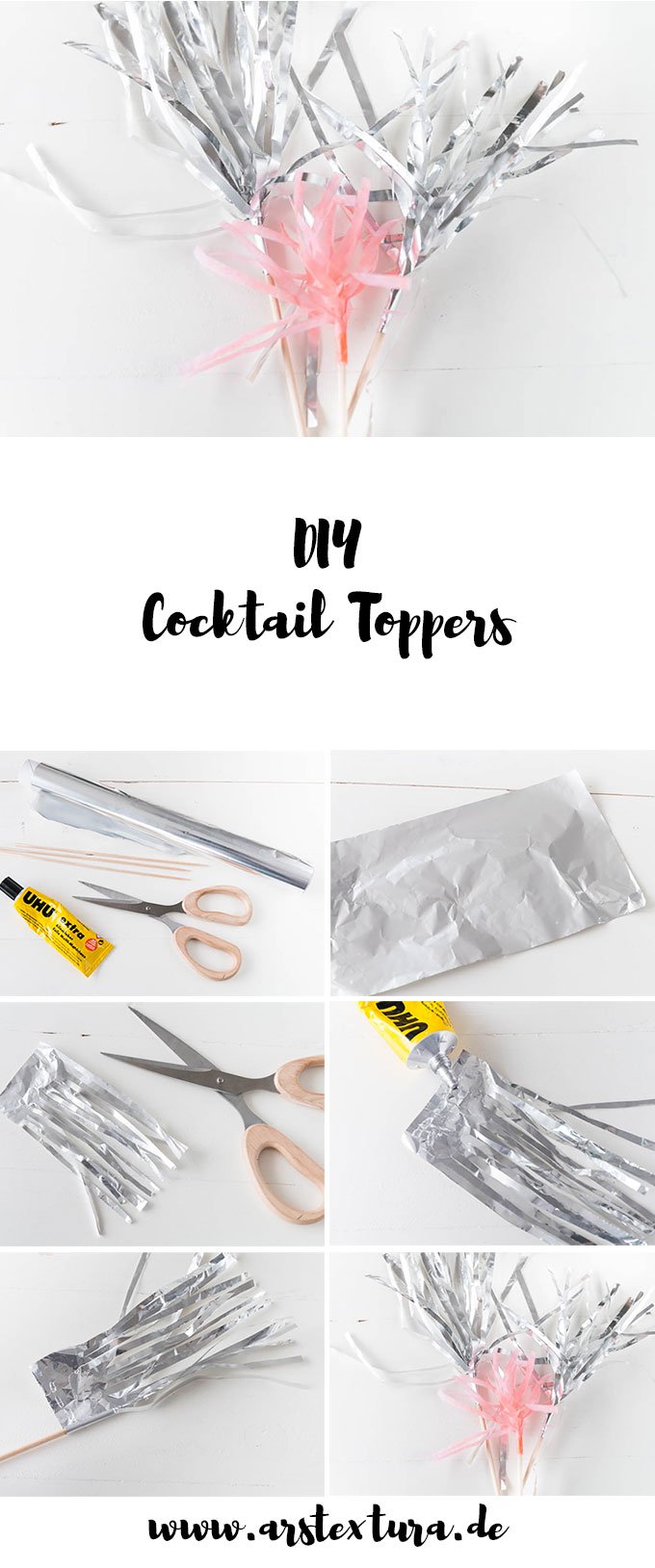 DIY Cocktail Toppers aus Alufolie und Schaschlikspießen  | ars textura - DIY Blog