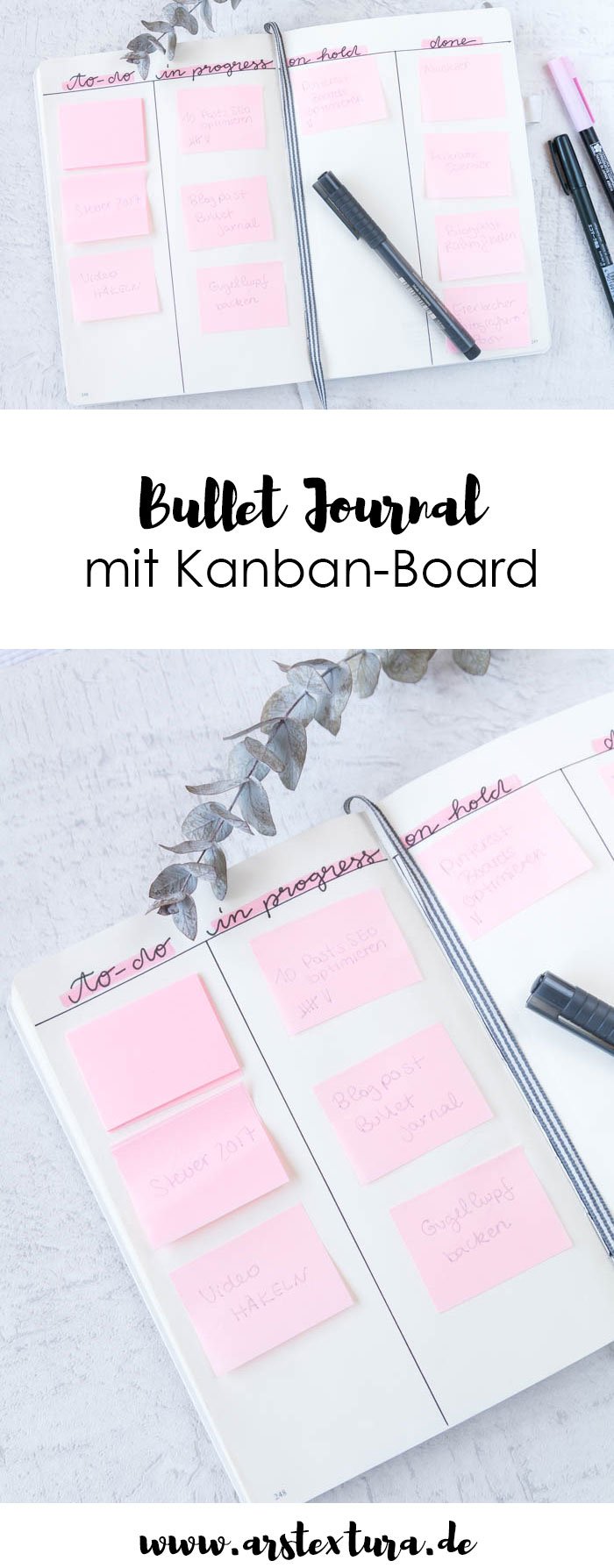 Bullet Journal Ideen: DIY Kanban Board fürs Bullet Journal für die bessere Selbstorganisation im Alltag | Bullet Journal Ideen deutsch | ars textura - DIY Blog