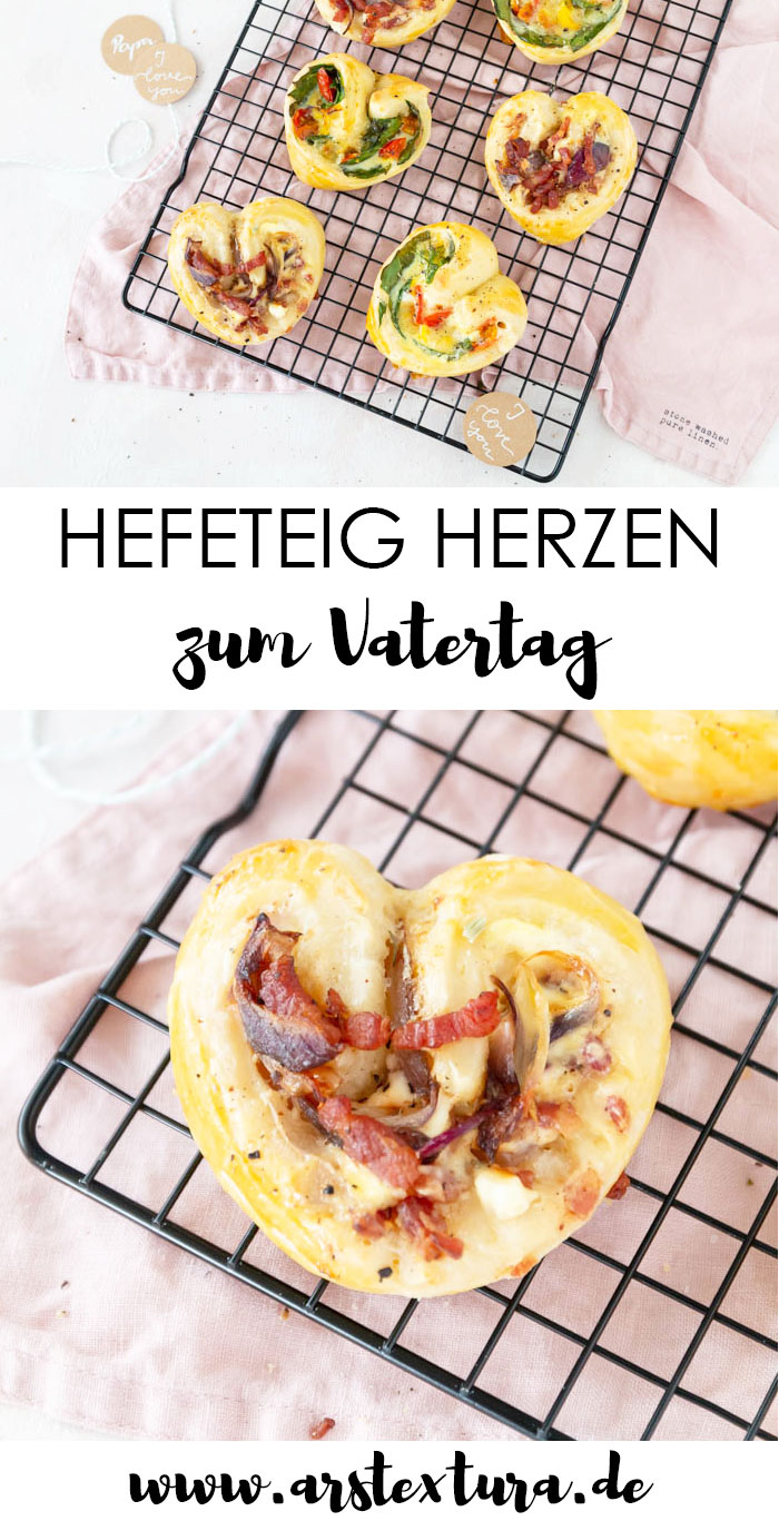 Rezept Vatertag: Herzhafte Hefeteig Herzen mit Flammkuchen Belag und Veggie Belag #vatertag #hefeteig 