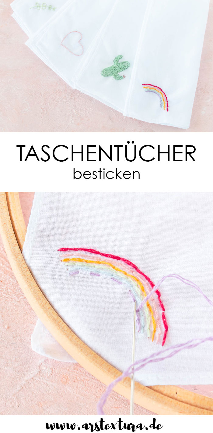 Stofftaschentücher besticken - DIY Anleitung