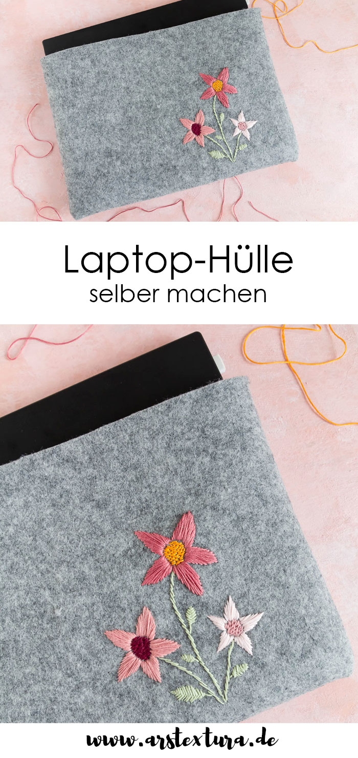 Laptop Hülle selber machen - nähen & besticken