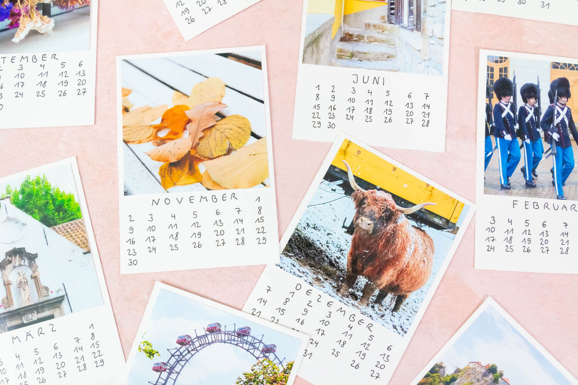 DIY Foto Kalender basteln mit fake Polaroid Bildern 