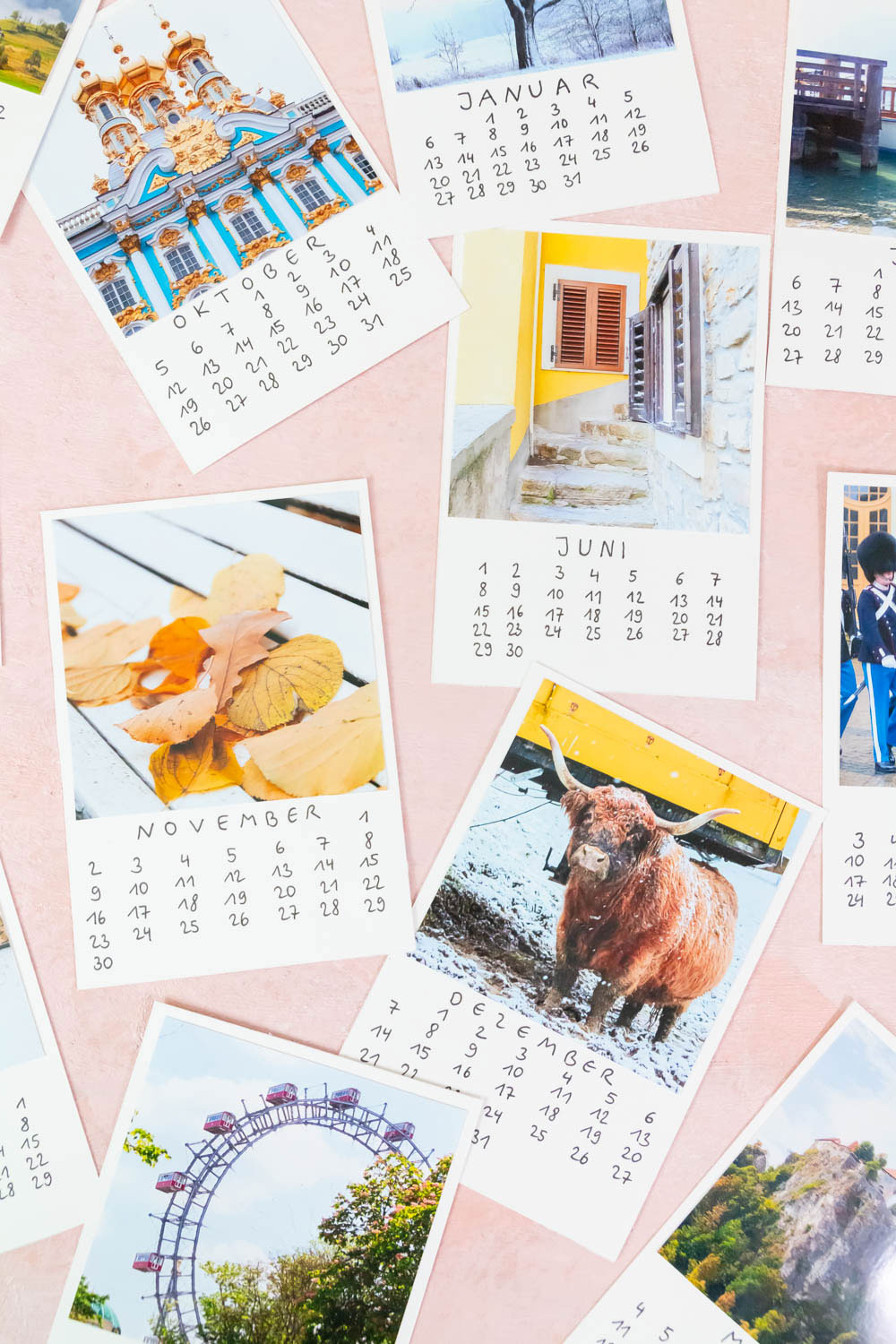 DIY Foto Kalender basteln mit fake Polaroid Bildern 