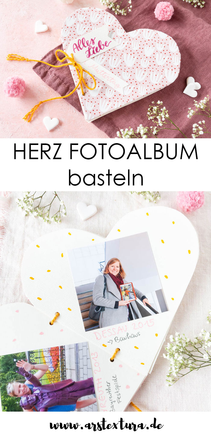 Herz Fotoalbum zum Muttertag basteln - DIY Geschenk