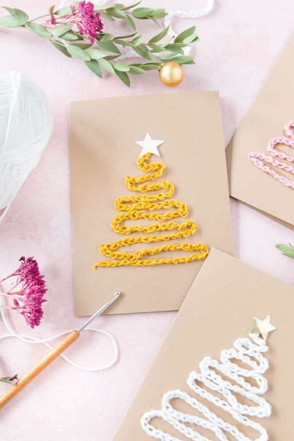 Weihnachtskarten mit Tannenbaum basteln ars textura