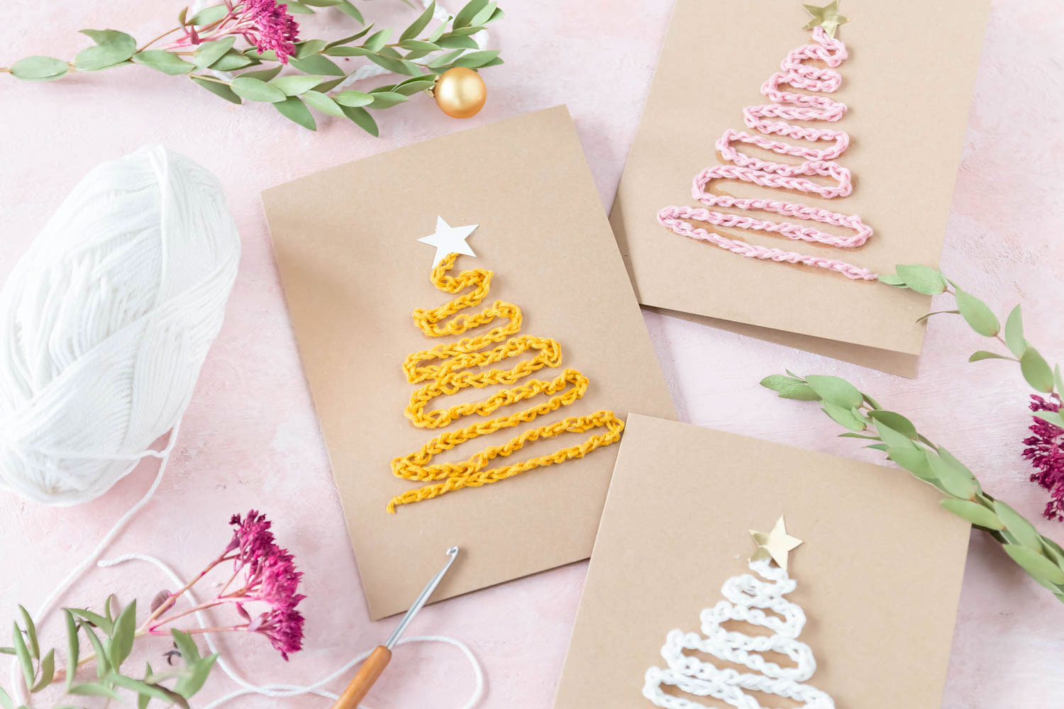 Weihnachtskarten mit Tannenbaum basteln