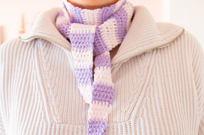 Anleitung Mini Schal mit Streifen häkeln